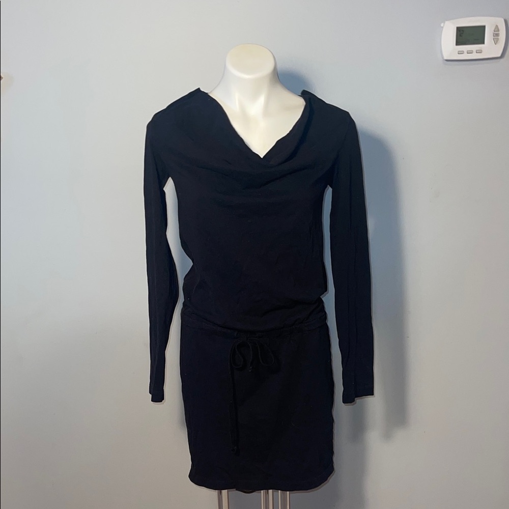 Standard James Perse Ladies Cowl Neck Long Sleeve Blouson Tie Waist Dress